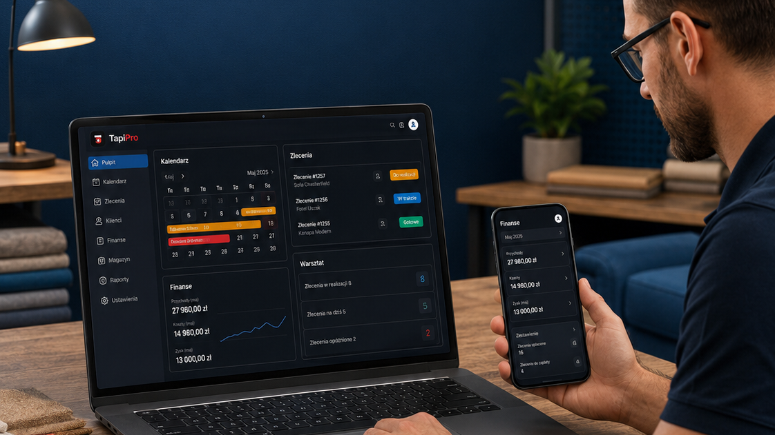TapiPro w pracy – panel na laptopie i telefonie